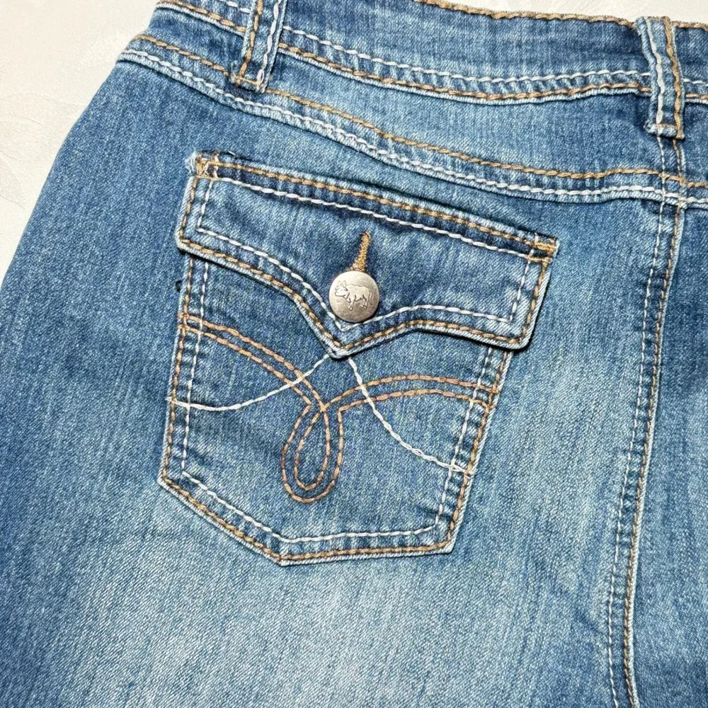 Earl Jean Women Medium Wash Denim Cuffed Shorts Size 8 Flap Back Pockets Y2K